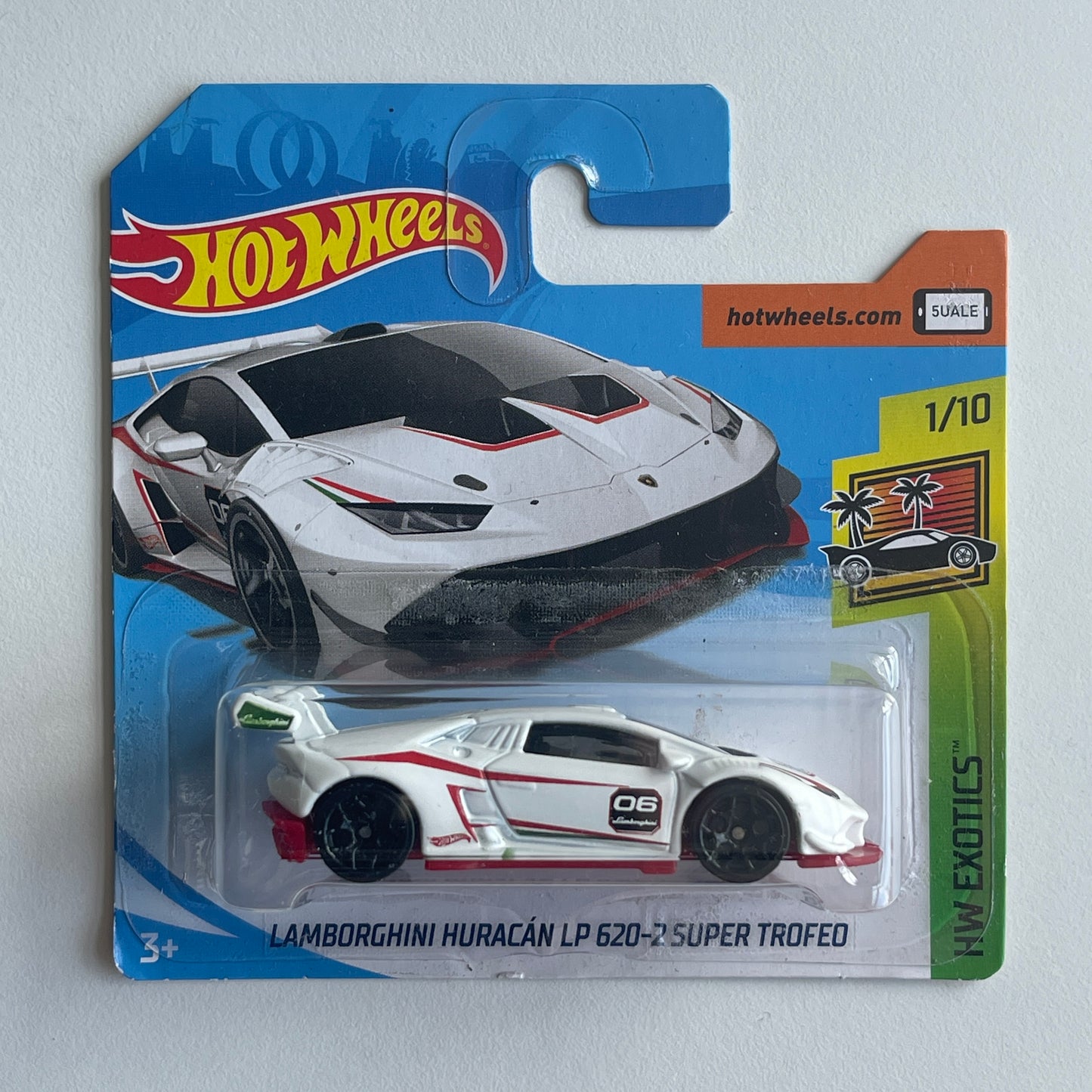 Hot Wheels Lamborghini Huracan LP 620-2 Super Trofeo (White) Short Card (Damaged) HW Exotics 150/365