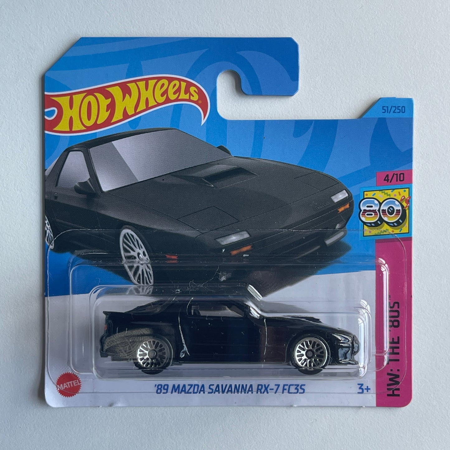 Hot Wheels '89 Mazda Savanna RX-7 FC3S (Black) Short Card (Damaged) HW: The '80s 51/250