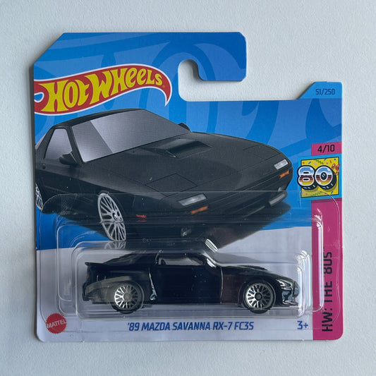 Hot Wheels '89 Mazda Savanna RX-7 FC3S (Black) Short Card HW: The '80s 51/250