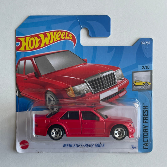 Hot Wheels Mercedes-Benz 500 E (Red) Short Card (Damaged) Factory Fresh 86/250