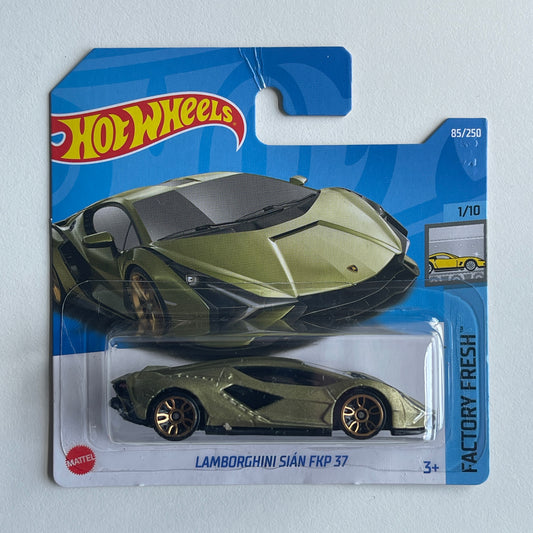 Hot Wheels Lamborghini Sian FKP 37 (Green) Short Card (Damaged) Factory Fresh 85/250