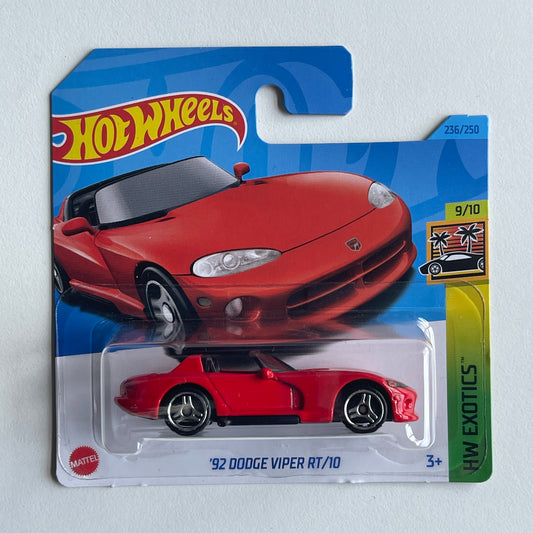 Hot Wheels '92 Dodge Viper RT/10 (Red) Short Card (Damaged) HW Exotics 236/250