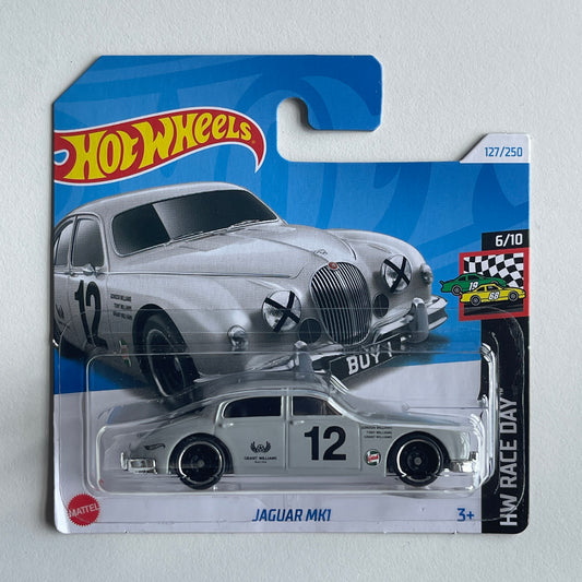 Hot Wheels Jaguar MK1 (Grey) Short Card (Damaged) HW Race Day 127/250