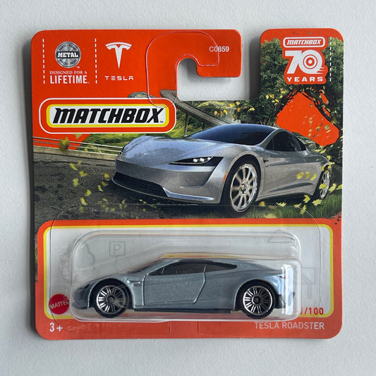 Matchbox Tesla Roadster (Grey) Short Card