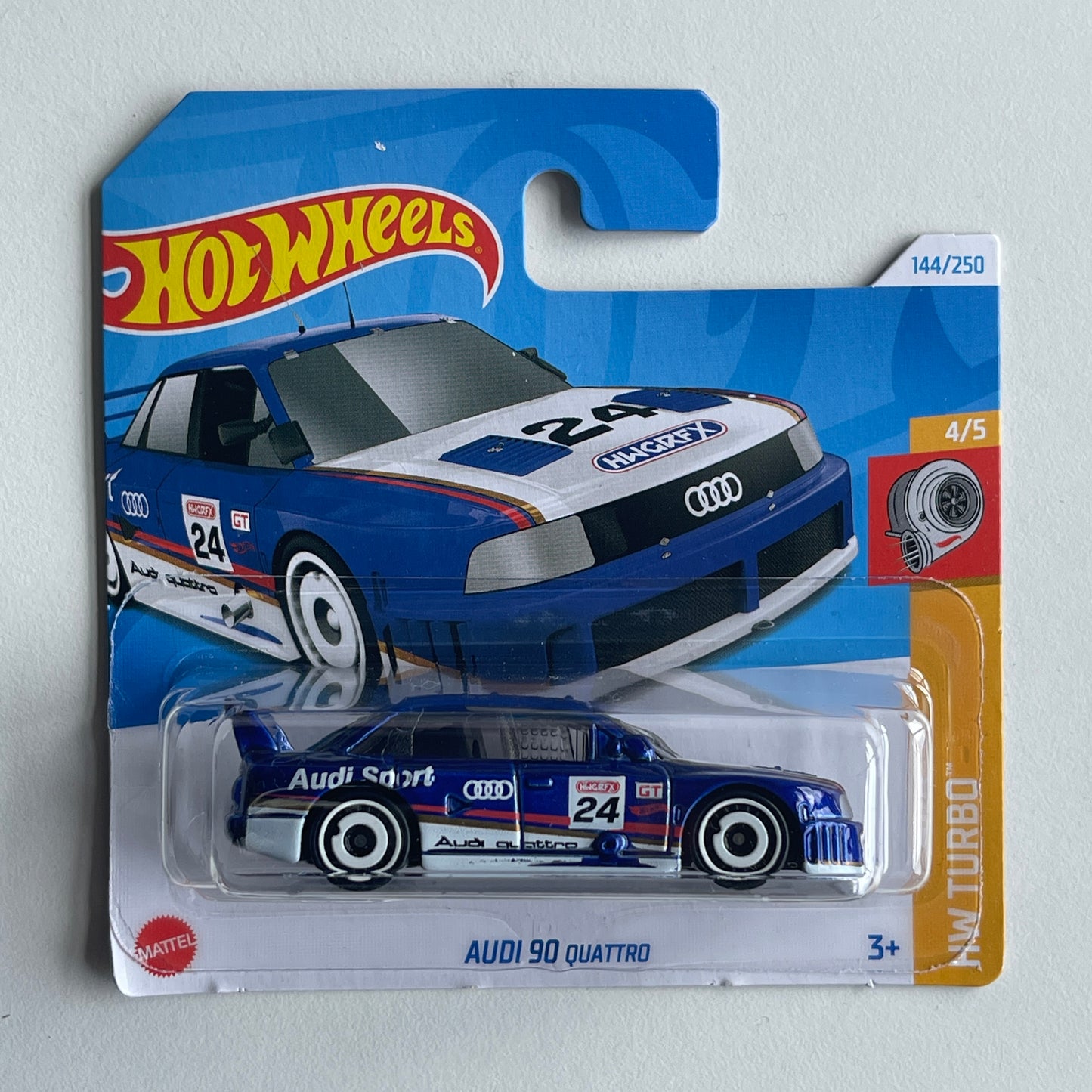 Hot Wheels Audi '90 Quattro (Blue) Short Card (Damaged) HW Turbo 144/250