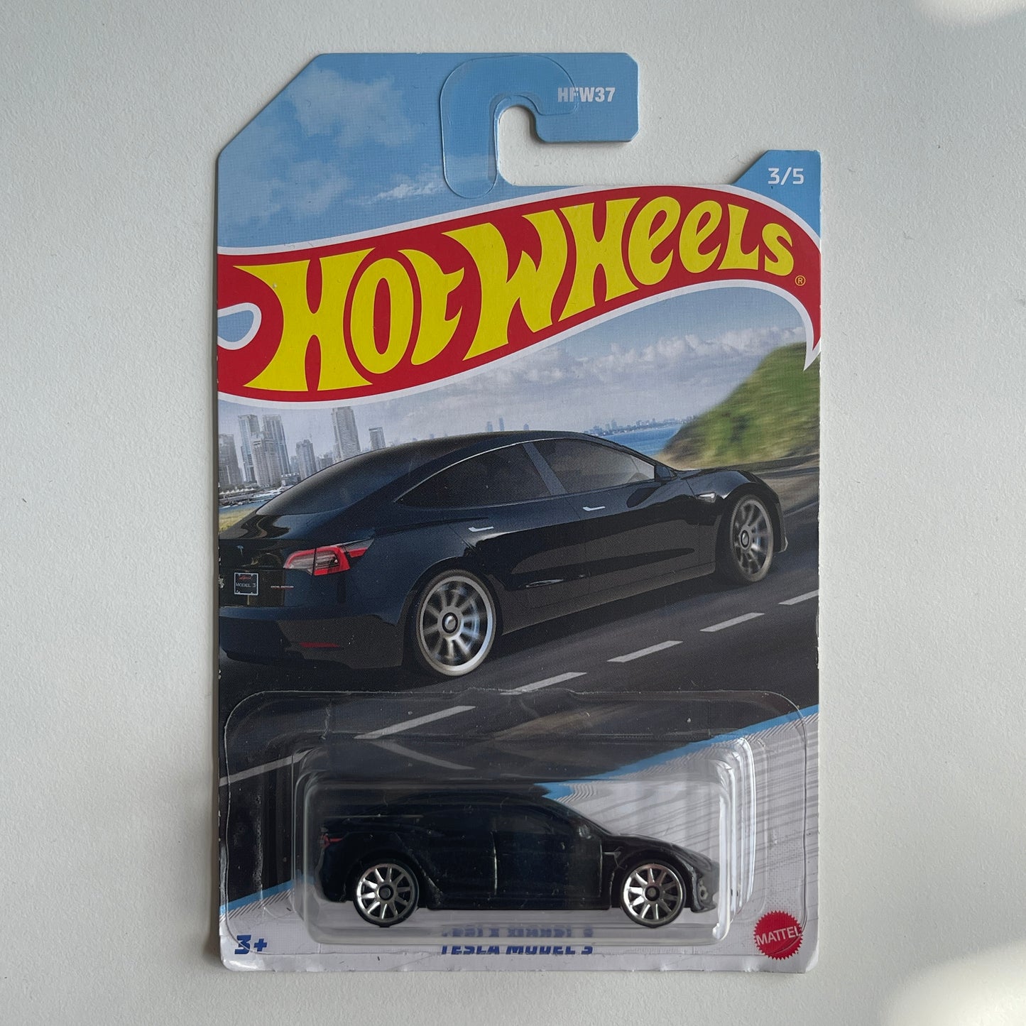 Hot Wheels Tesla Model 3 (Black) Long Card (Damaged) Luxury Sedans Series 3/5