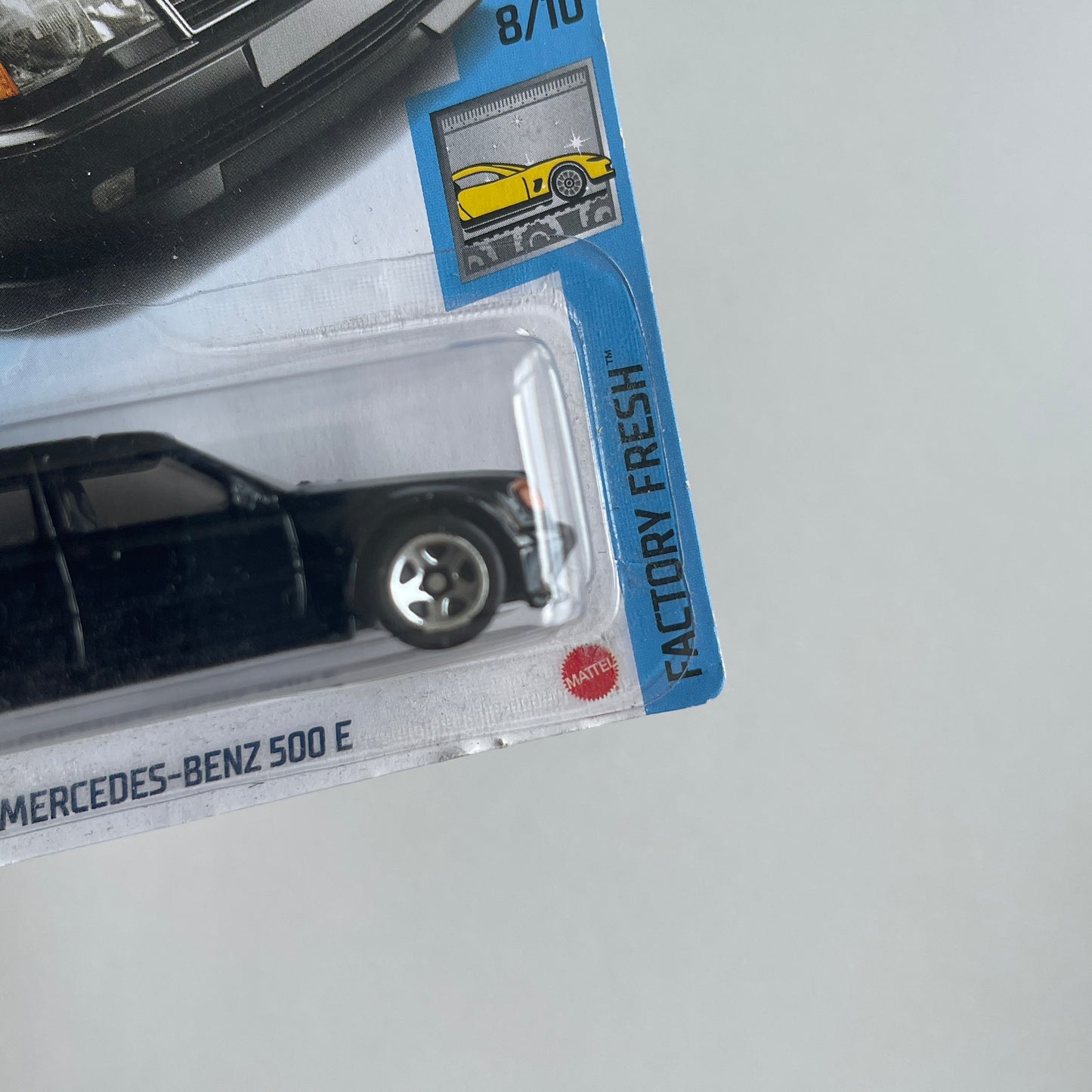 Hot Wheels Mercedes-Benz 500 E (Black) Long Card (Damaged) Factory Fresh 145/250