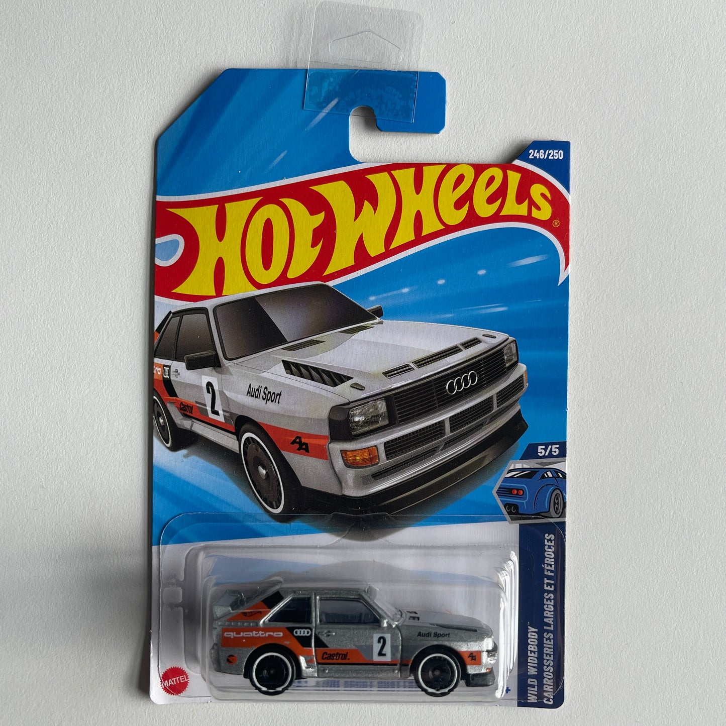 Hot Wheels '84 Audi Sport Quattro (Grey) Long Card (Damaged) Wild Widebody 246/250 Treasure Hunt