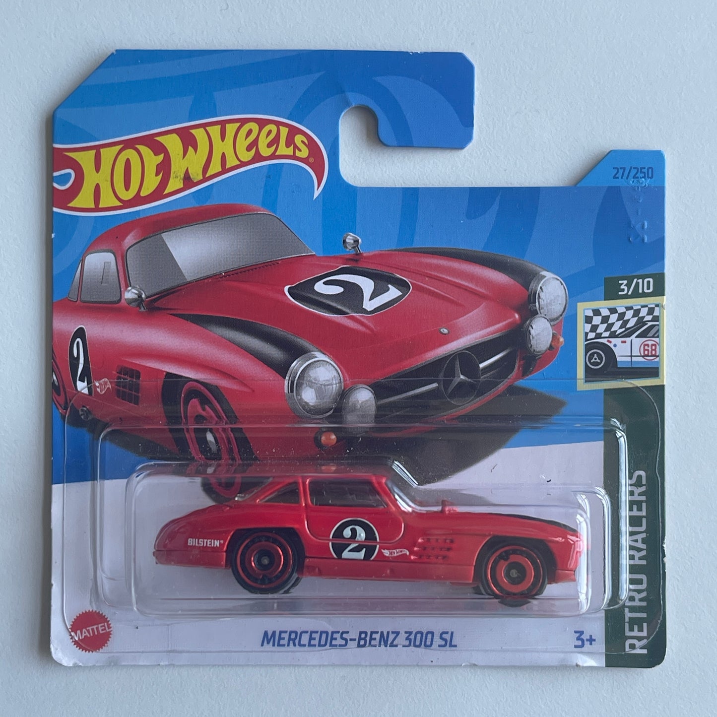 Hot Wheels Mercedes-Benz 300 SL (Red) Short Card (Damaged) Retro Racers 27/250