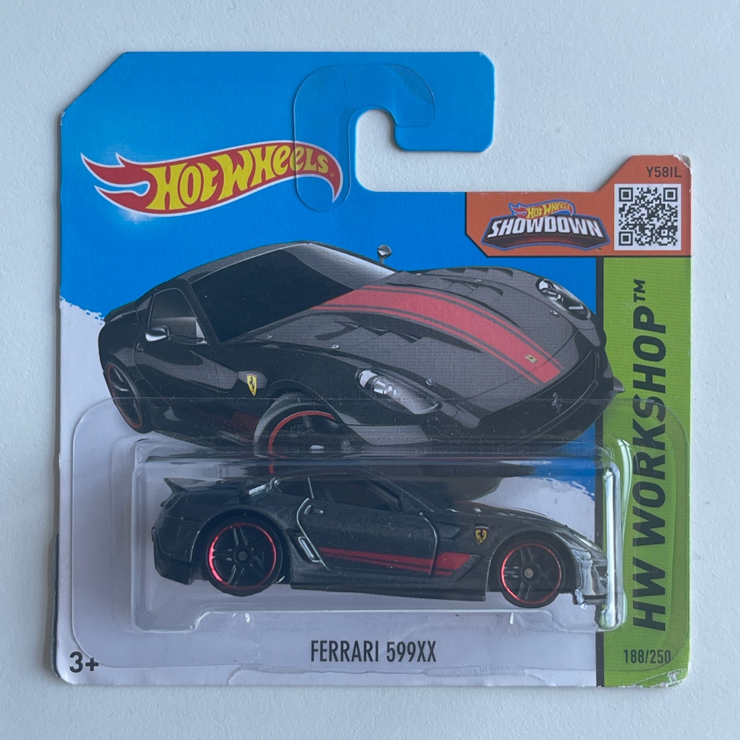 Hot Wheels Ferrari 599XX (Dark Grey) Short Card (Damaged) HW Workshop 188/250