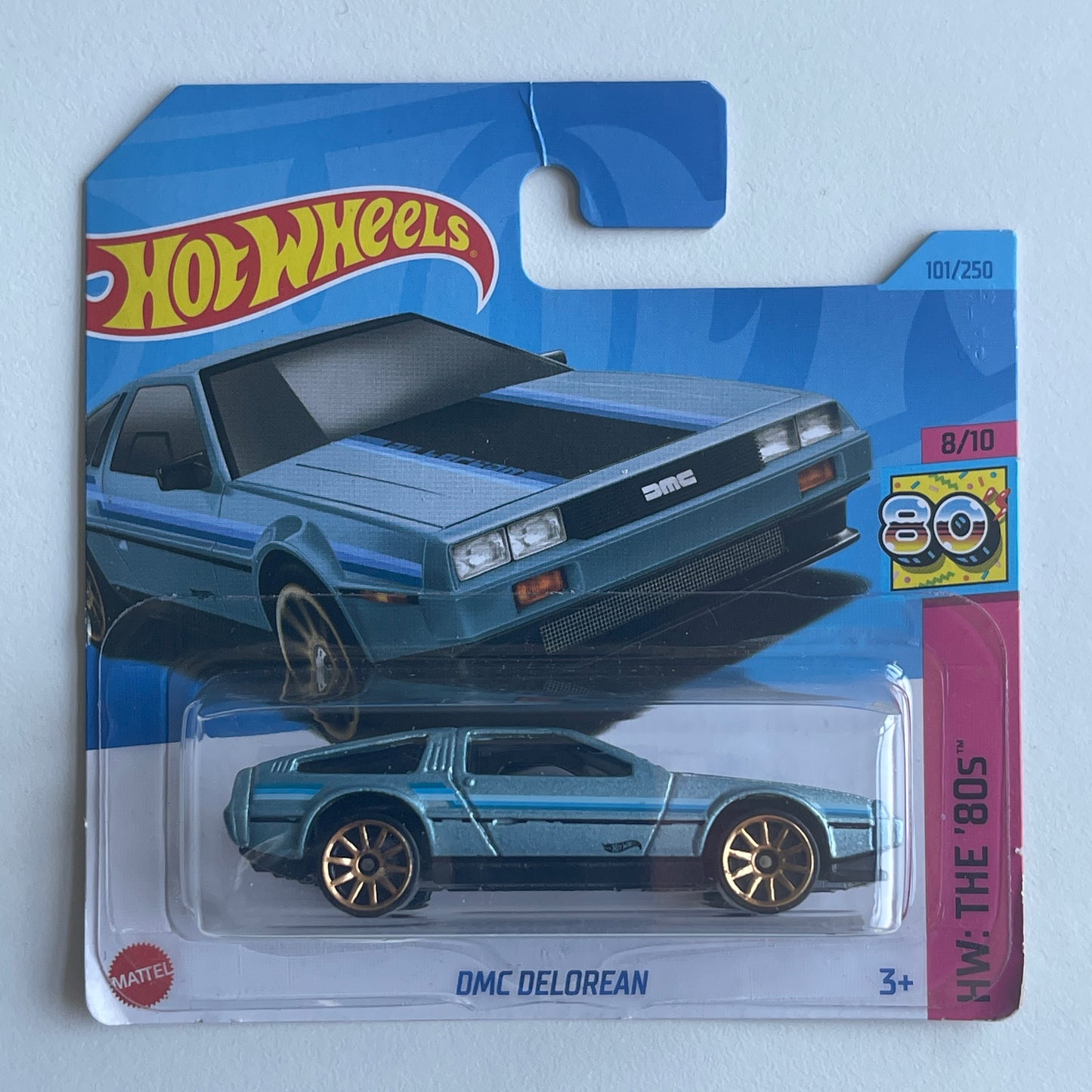 Hot Wheels DMC DeLorean (Light Blue) Short Card (Damaged) HW: The '80s 101/250