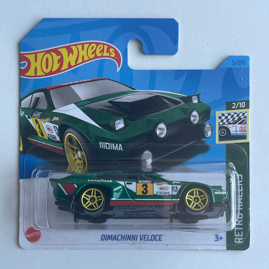 Hot Wheels Dimachinni Veloce (Green) Short Card (Damaged) Retro Racers 5/250