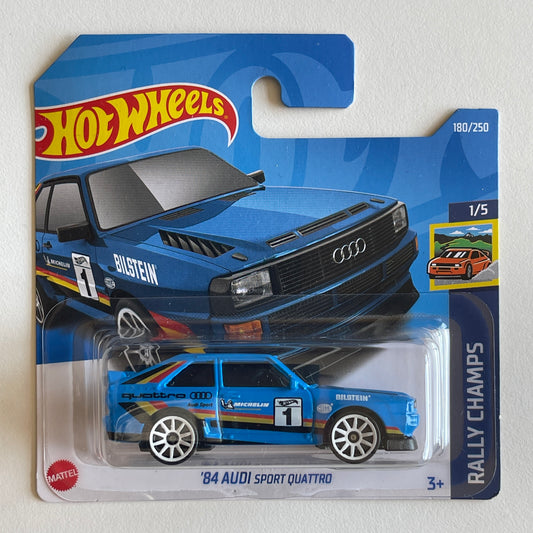 Hot Wheels '84 Audi Sport Quattro (Blue) Short Card Rally Champs 180/250