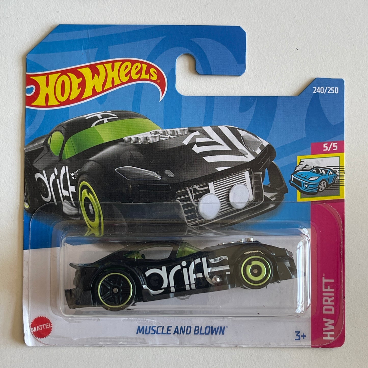 Hot Wheels Muscle And Blown (Black) Short Card (Damaged) HW Drift 240/250 Treasure Hunt