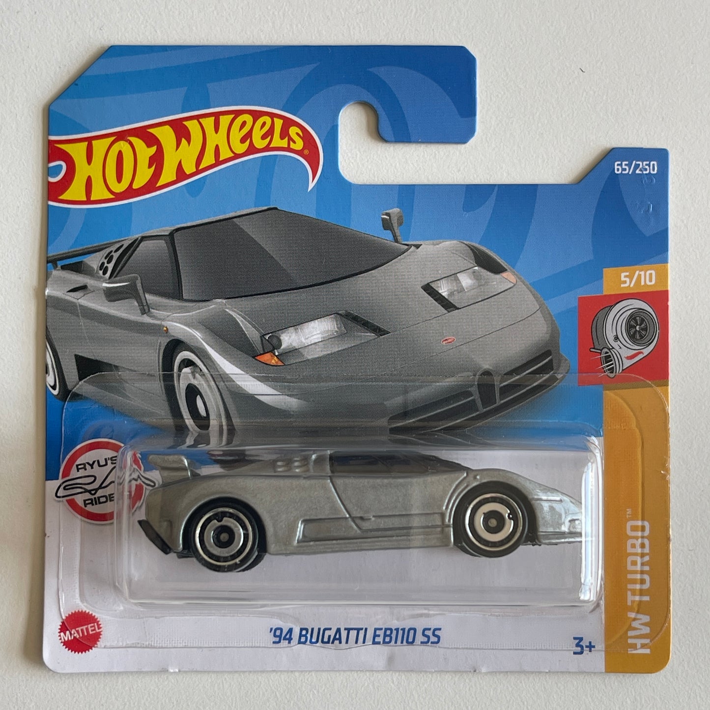 Hot Wheels '94 Bugatti EB110 SS (Grey) Short Card HW Turbo 65/250