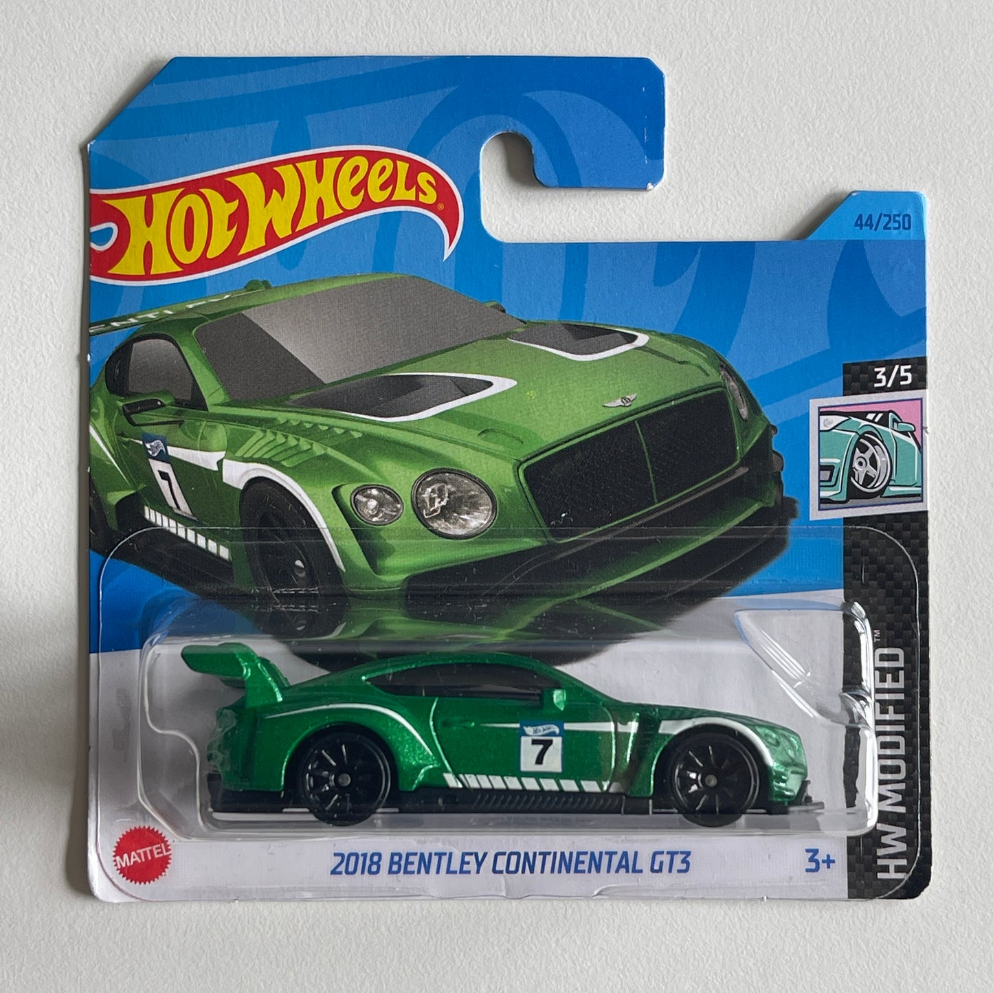 Hot Wheels 2018 Bentley Continental GT3 (Green) Short Card (Damaged) HW Modified 44/250