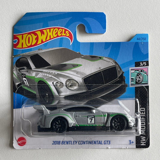 Hot Wheels 2018 Bentley Continental GT3 (Grey) Short Card (Damaged) HW Modified 44/250