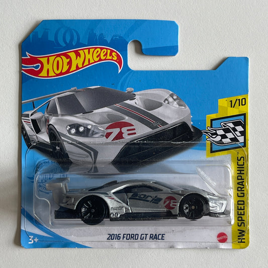 Hot Wheels Borla 2016 Ford GT Race (Grey) Short Card (Damaged) HW Speed Graphics 67/250