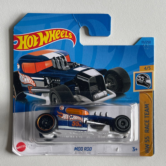 Hot Wheels Mod Rod (Blue) Short Card (Damaged) HW 55 Race Team 111/250 Treasure Hunt