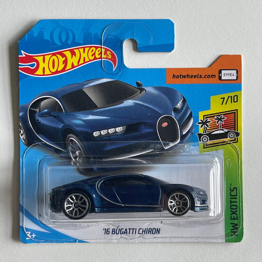 Hot Wheels '16 Bugatti Chiron (Dark Blue) Short Card (Damaged) HW Exotics 236/250