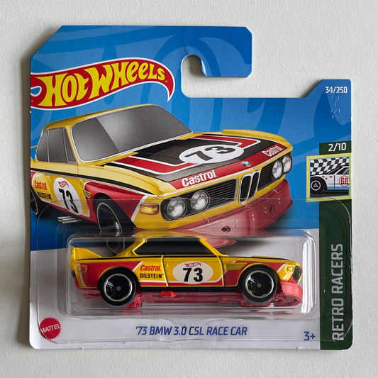 Hot Wheels '73 BMW 3.0 CSL Race Car (Yellow) Short Card (Damaged) Retro Racers 34/250