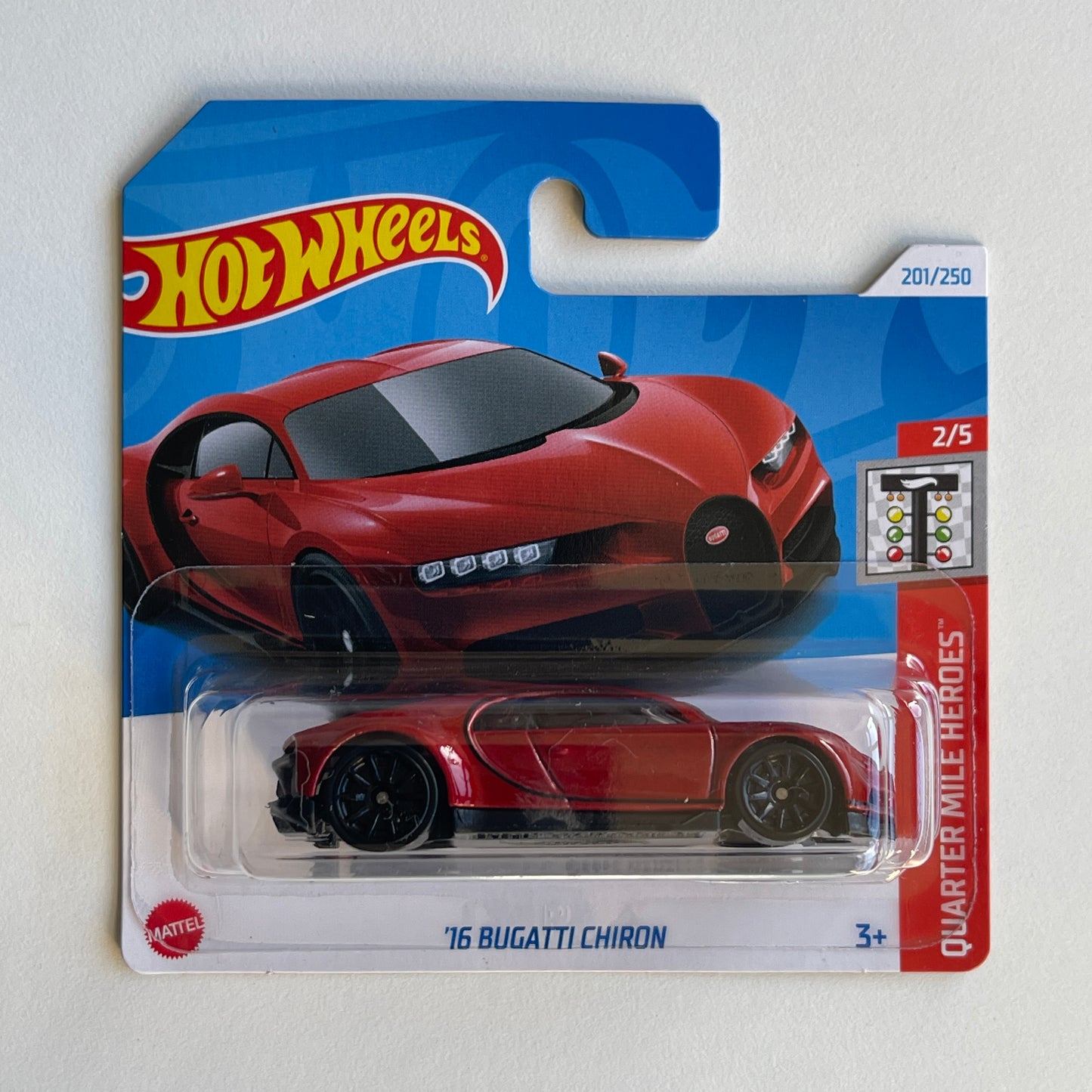 Hot Wheels '16 Bugatti Chiron (Dark Red) Short Card Quarter Mile Heroes 201/250