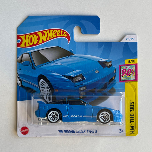 Hot Wheels '96 Nissan 180SX Type X (Blue) Short Card HW: The '90s 211/250