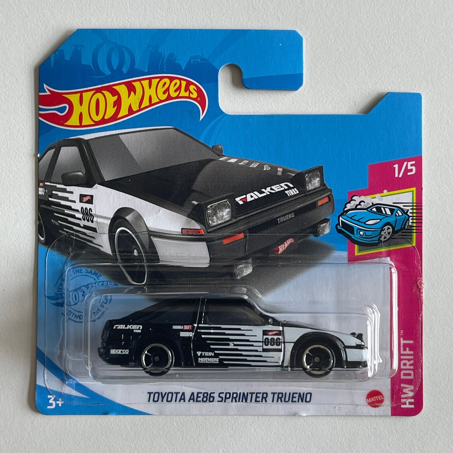 Hot Wheels Falken Toyota AE86 Sprinter Trueno (Black) Short Card (Damaged) HW Drift 31/250