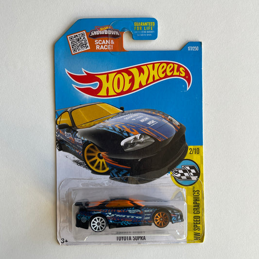 Hot Wheels Toyota Supra (Blue) Long Card (Damaged) HW Speed Graphics 177/250