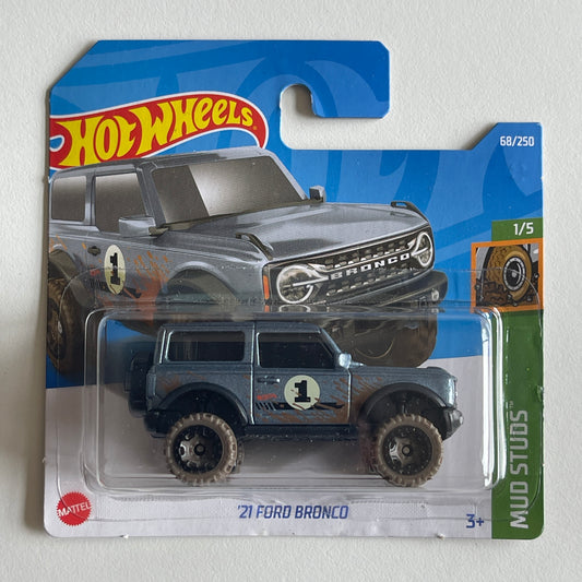 Hot Wheels '21 Ford Bronco (Grey) Short Card (Damaged) Mud Stud 68/250