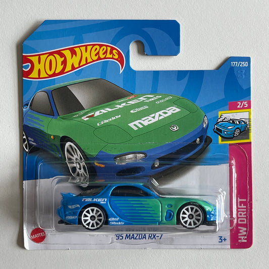 Hot Wheels Faken '95 Mazda RX-7 (Blue) Short Card (Damaged) HW Hot Drift 177/250