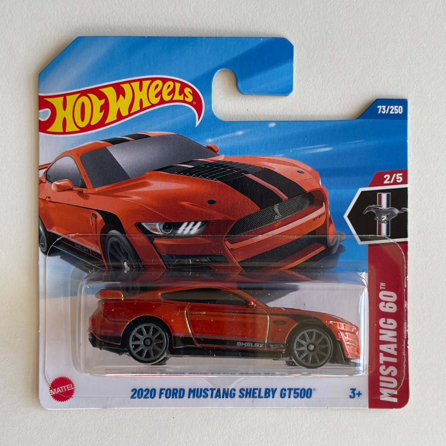 Hot Wheels 2020 Ford Mustang Shelby GT500 (Orange) Short Card (Damaged) Mustang 60 73/250