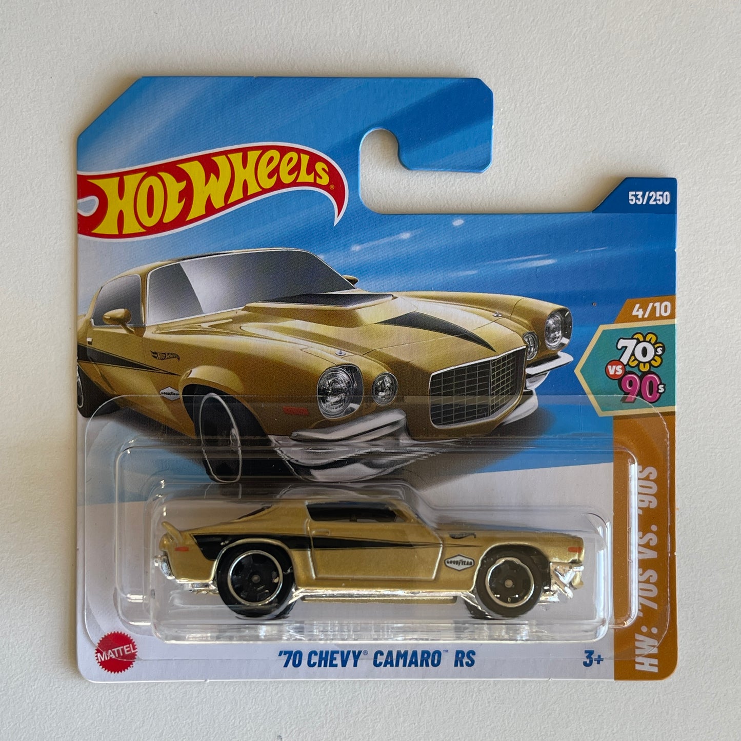 Hot Wheels '70 Chevy Camaro RS (Gold) Short Card HW: '70s vs. '90s 53/250