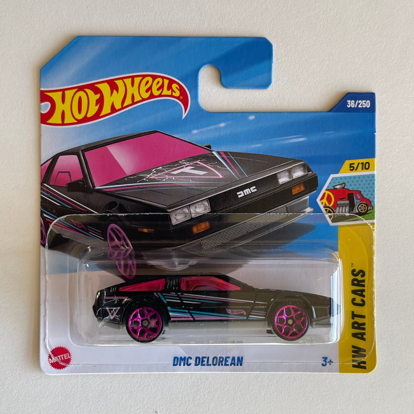 Hot Wheels DMC DeLorean (Black) Short Card HW Art Cars 36/250