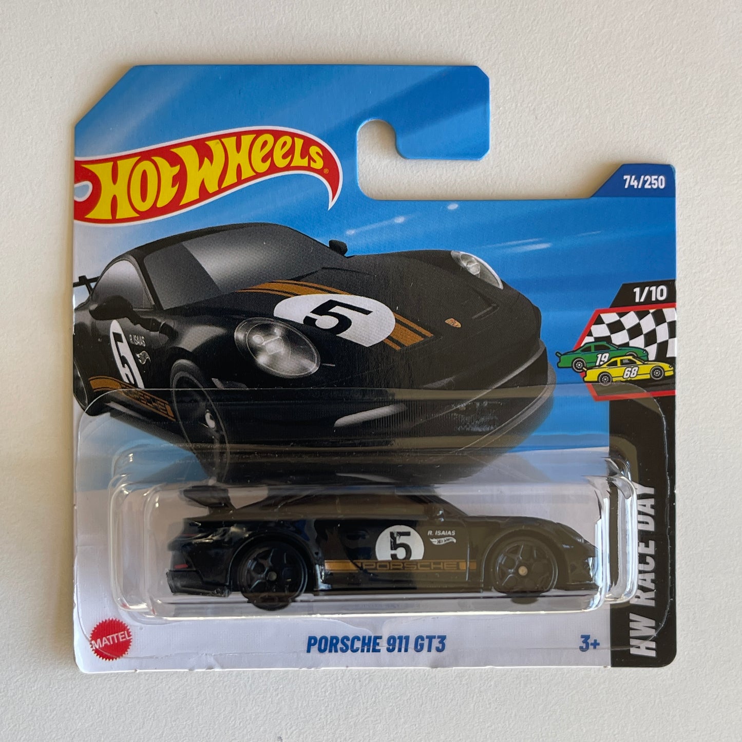 Hot Wheels Porsche 911 GT3 (Black) Short Card (Damaged) HW Race Day 74/250