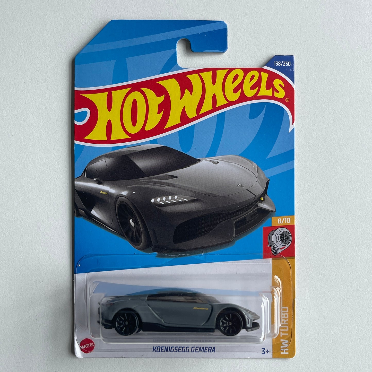 Hot Wheels Koenigsegg Gemera (Grey) Long Card (Damaged) HW Turbo 138/250