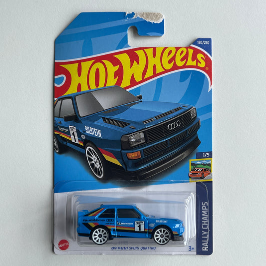 Hot Wheels '84 Audi Sport Quattro (Blue) Long Card (Damaged) Rally Champs 180/250