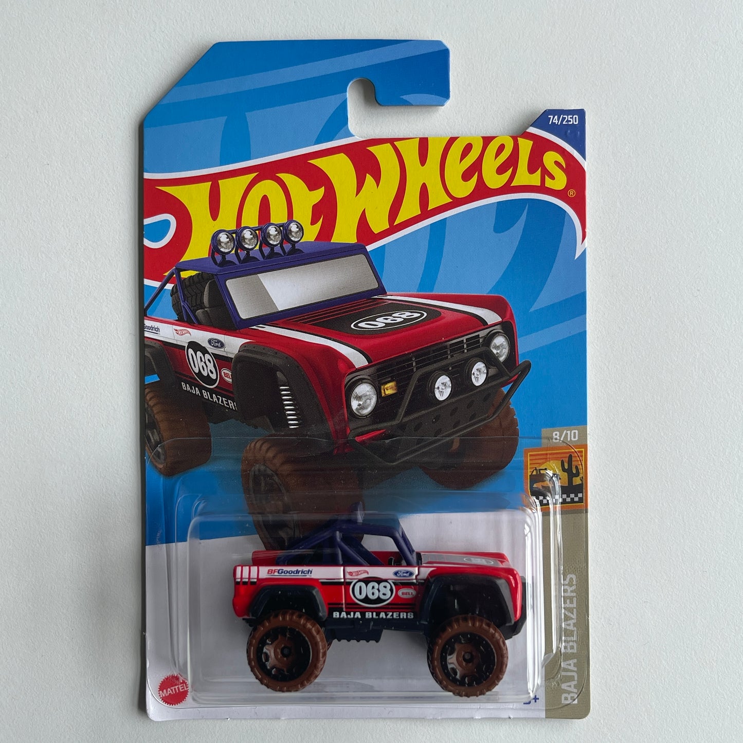 Hot WheelsCustom Ford Bronco (Red) Long Card (Damaged) Baja Blazers 74/250