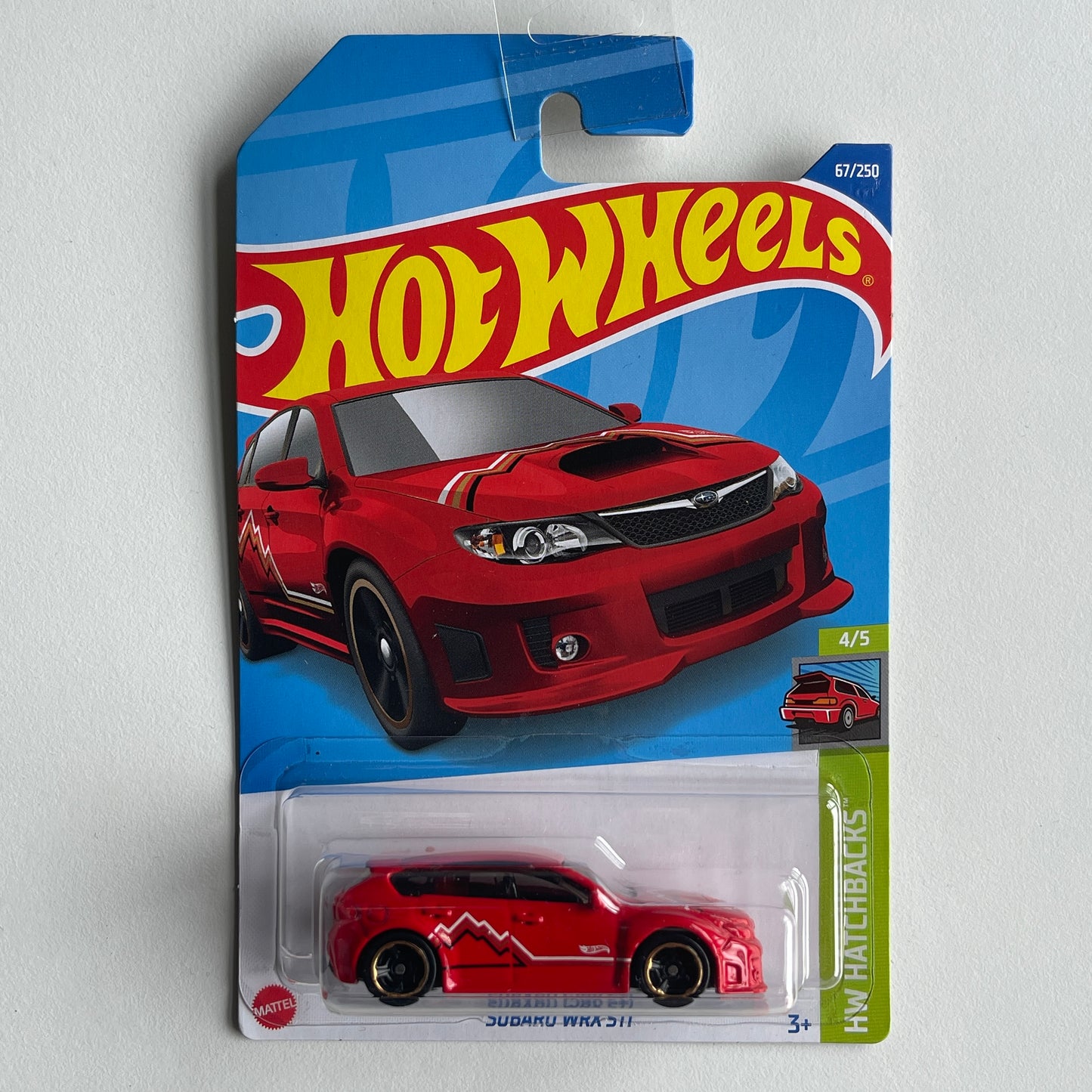 Hot Wheels Subaru WRX STI (Red) Long Card (Damaged) HW Hatchbacks 67/250