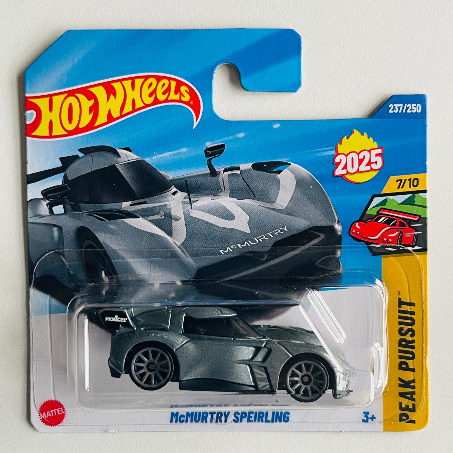 Hot Wheels McMurtry Speirling (Grey) Short Card (Damaged) Peak Pursuit 237/250