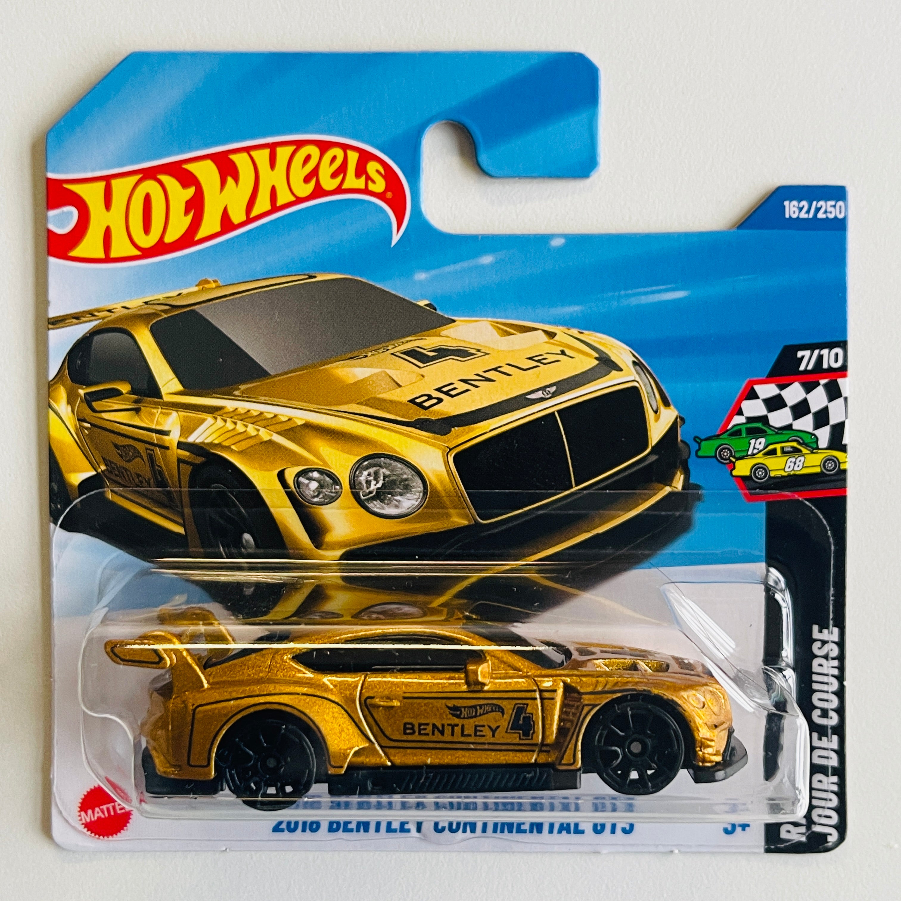 Hot Wheels 2018 Bentley Continental GT3 (Gold) Short Card (Damaged