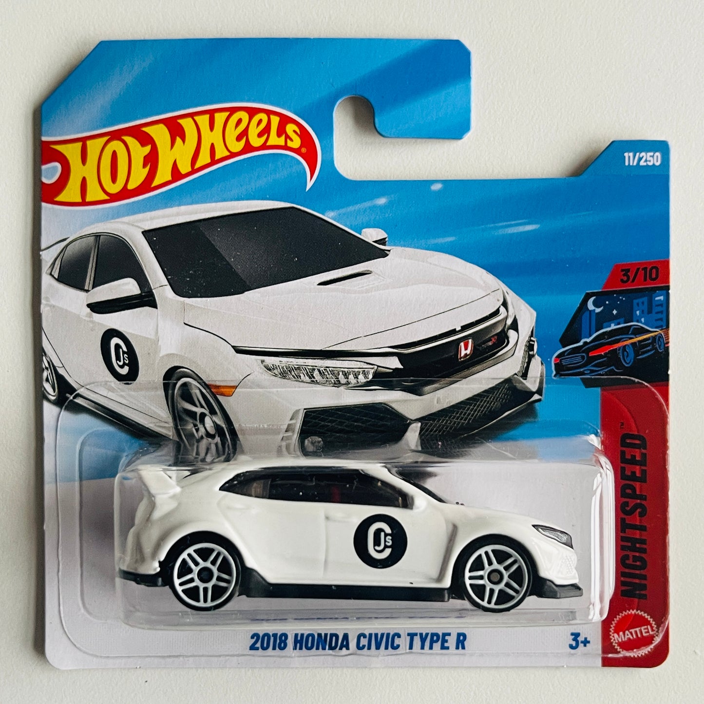 Hot Wheels 2018 Honda Civic Type R (White) Short Card NightSpeed 11/250