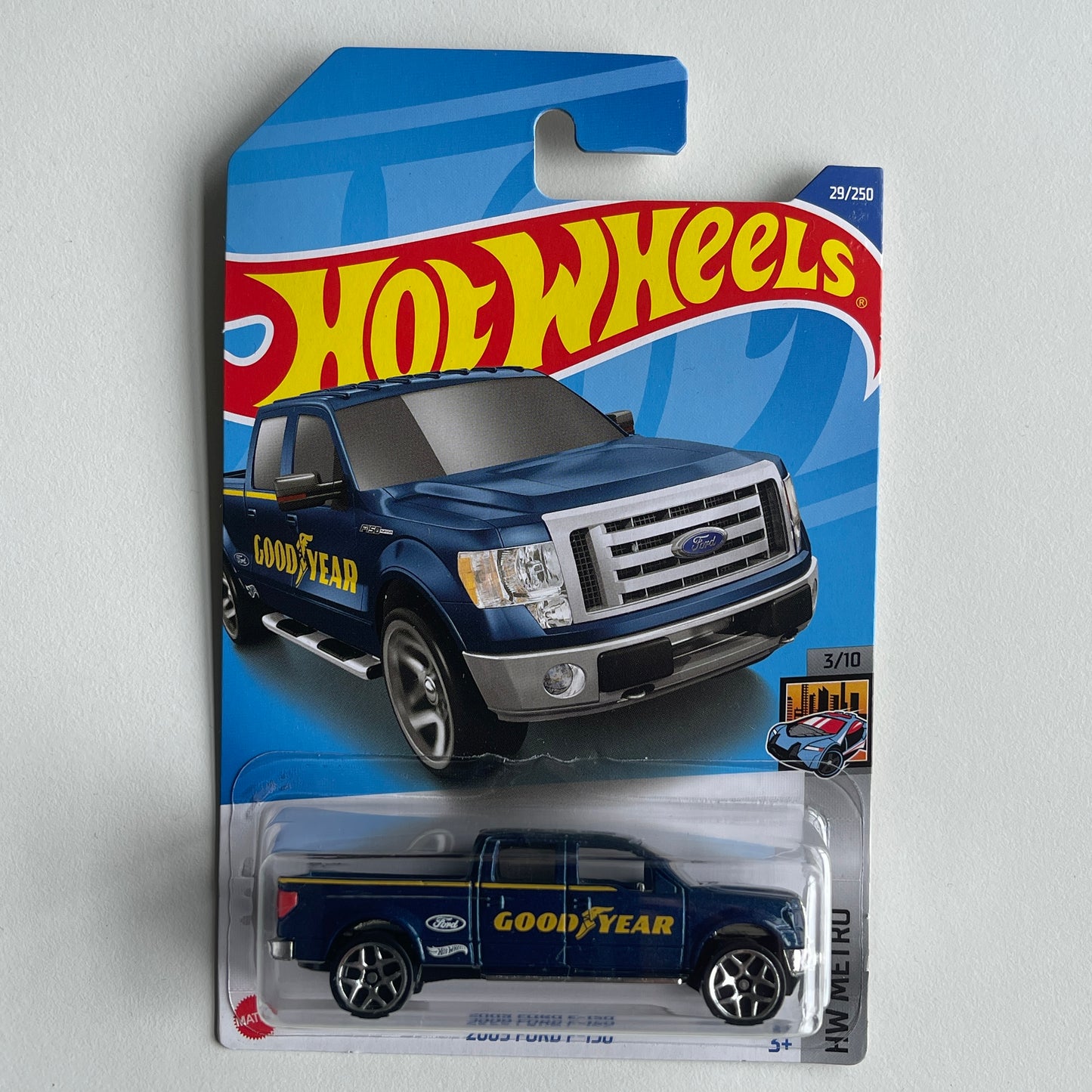 Hot Wheels 2009 Ford F-150 (Dark Blue) Long Card (Damaged) HW Metro 29/250