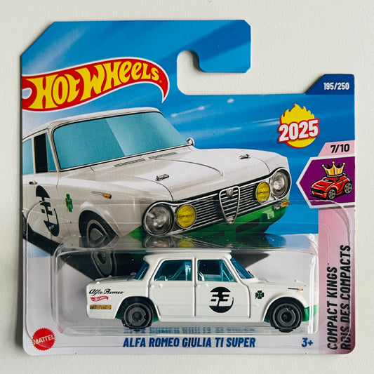 Hot Wheels Alfa Romeo Giulia TI Super (White) Short Card Compact Kings 195/250