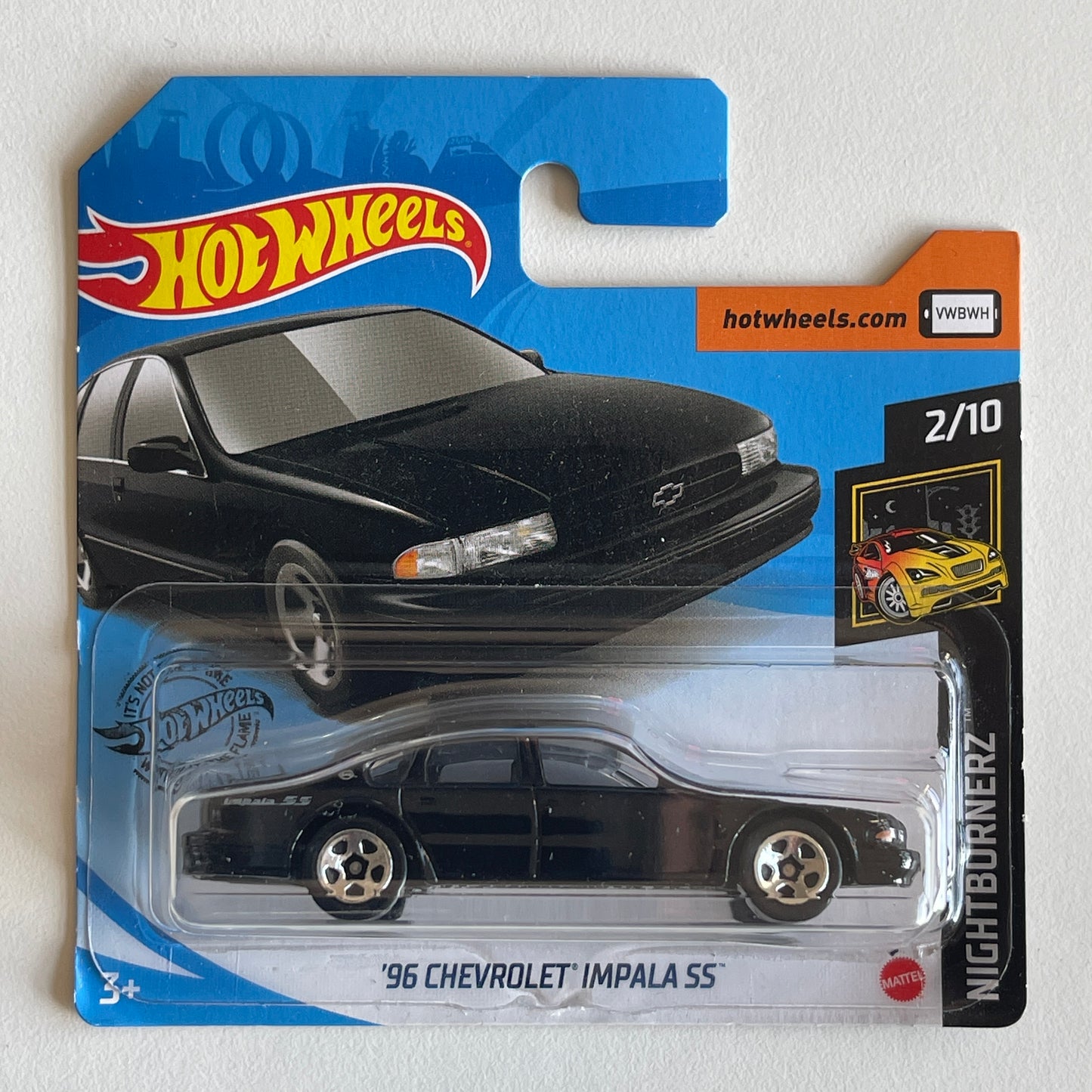 Hot Wheels '96 Chevrolet Impala SS (Black) Short Card (Damaged) Nightburnerz 232/250