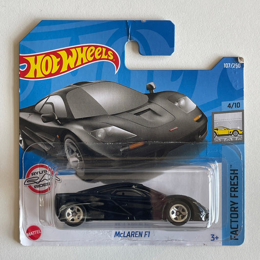 Hot Wheels McLaren F1 (Black) Short Card (Damaged) Factory Fresh 107/250