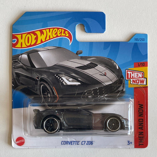 Hot Wheels Corvette C7 Z06 (Black) Short Card (Damaged) Then And Now 193/250