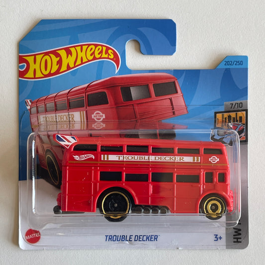 Hot Wheels Trouble Decker (Red) Short Card (Damaged) HW Metro 202/250