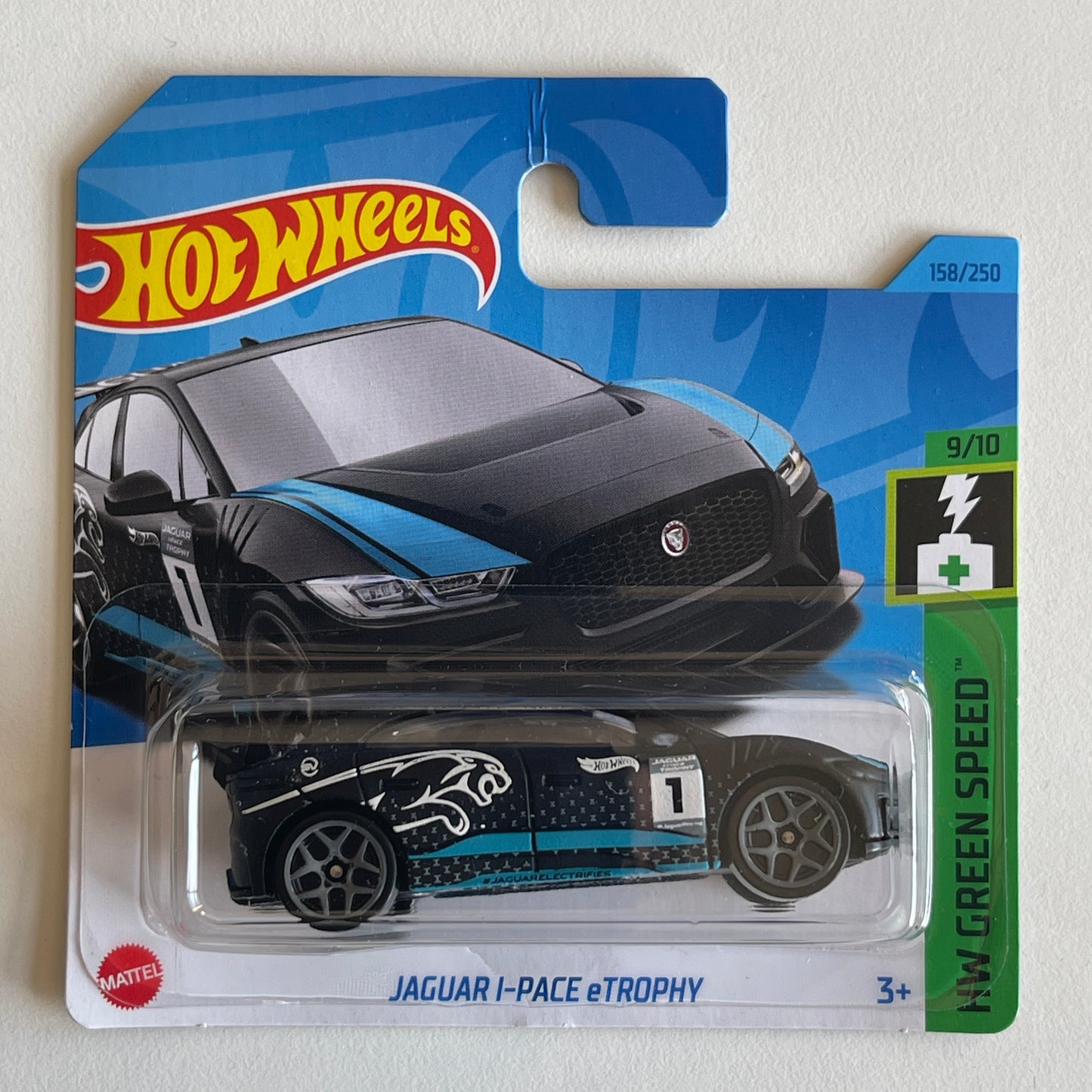 Hot Wheels Jaguar I-Pace eTrophy (Black) Short Card (Damaged) HW Green Speed 158/250