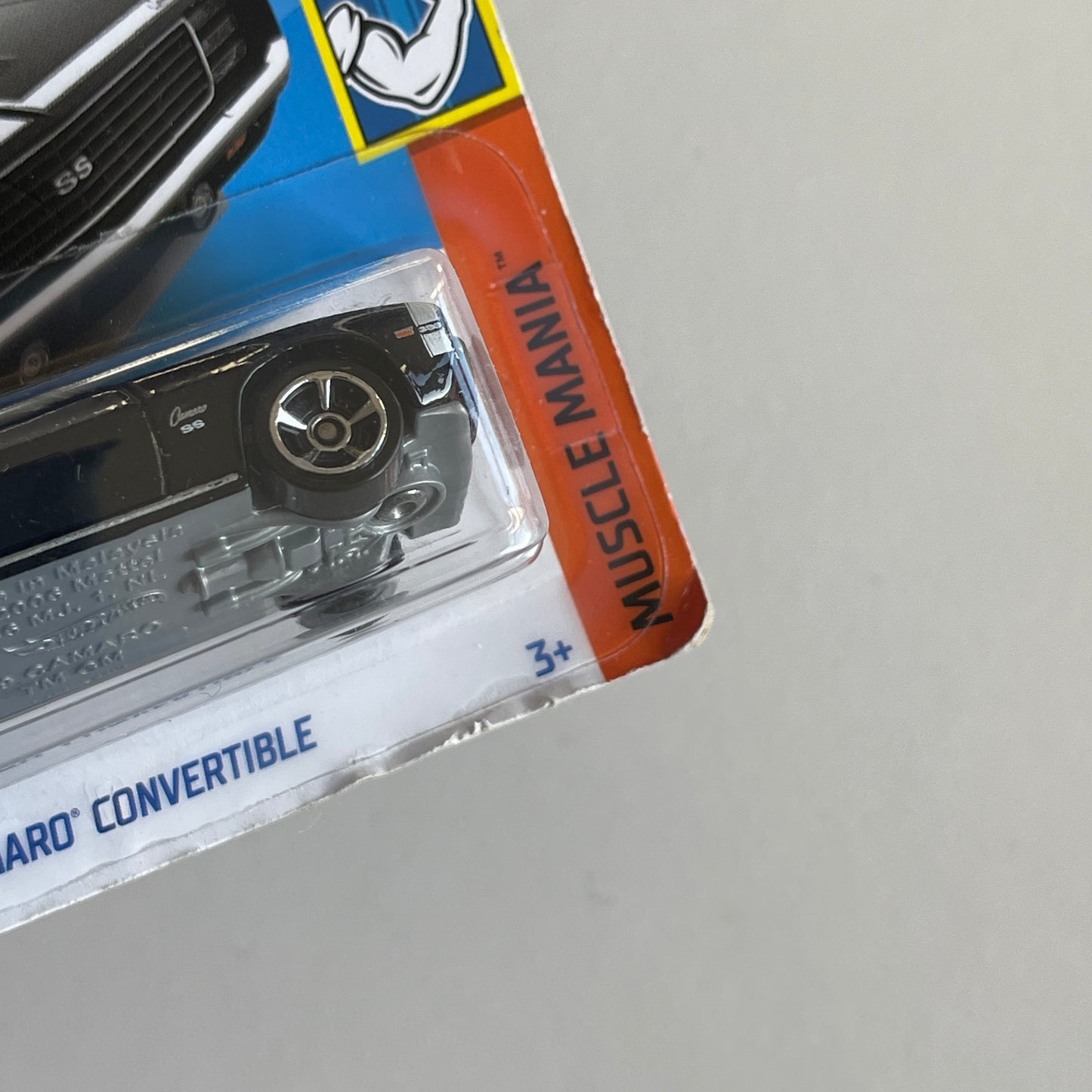 Hot Wheels '69 Camaro Convertible (Black) Short Card (Damaged) Muscle Mania 222/250